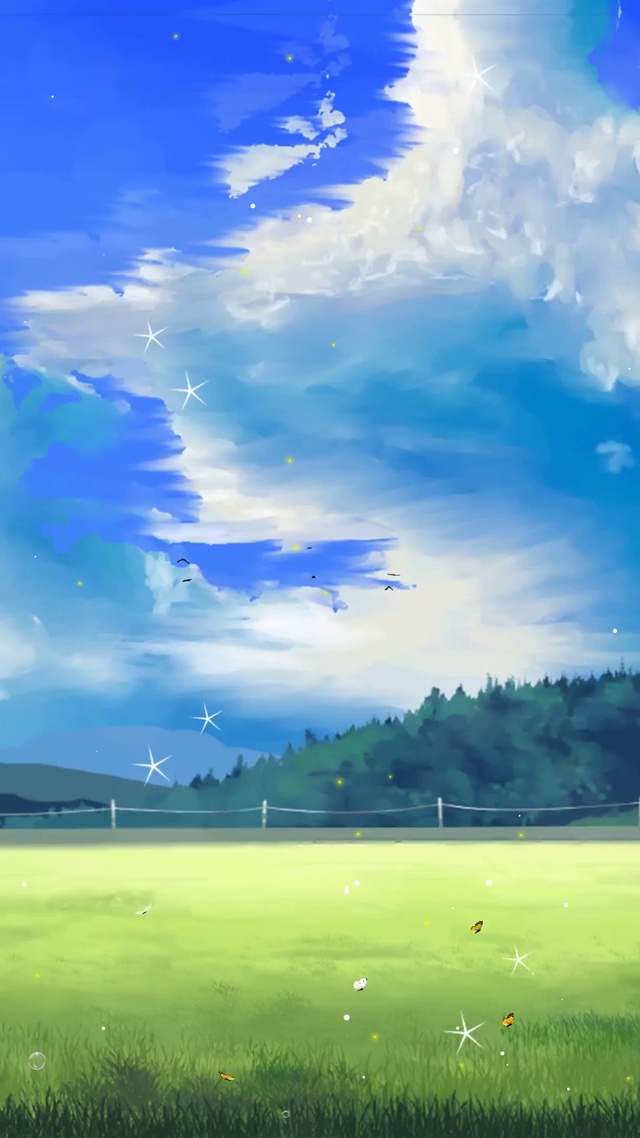 蓝天白云青草地