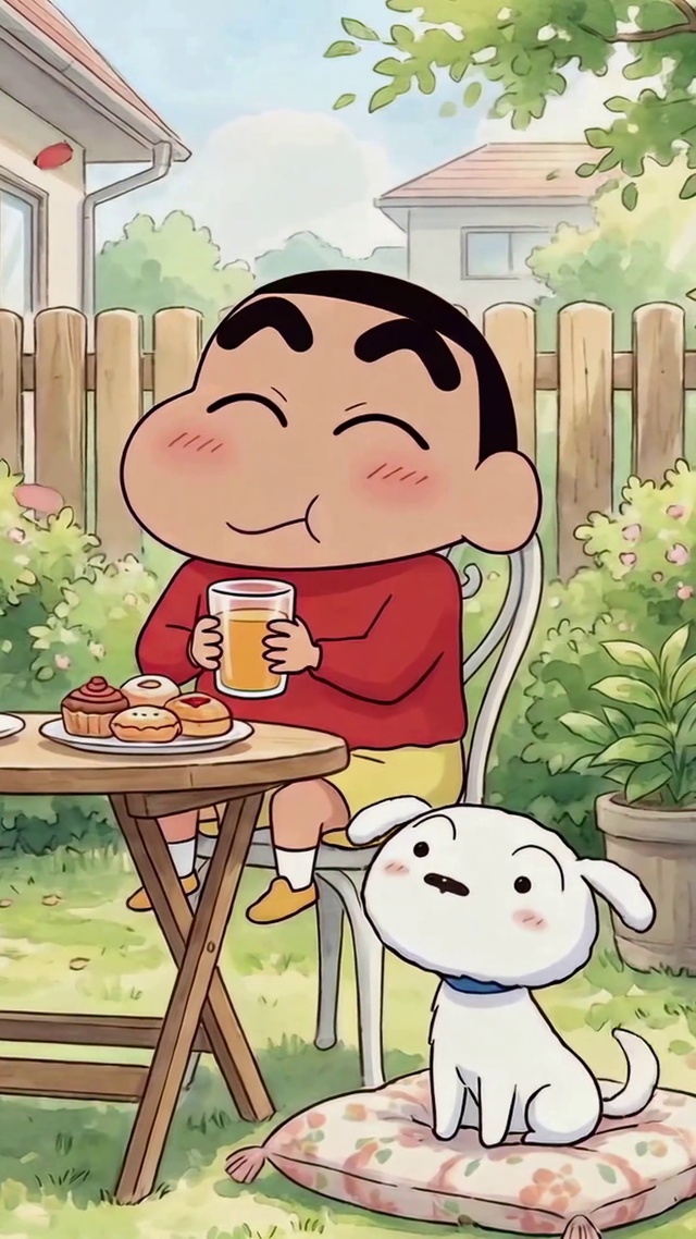 蜡笔小新庭院悠闲下午茶