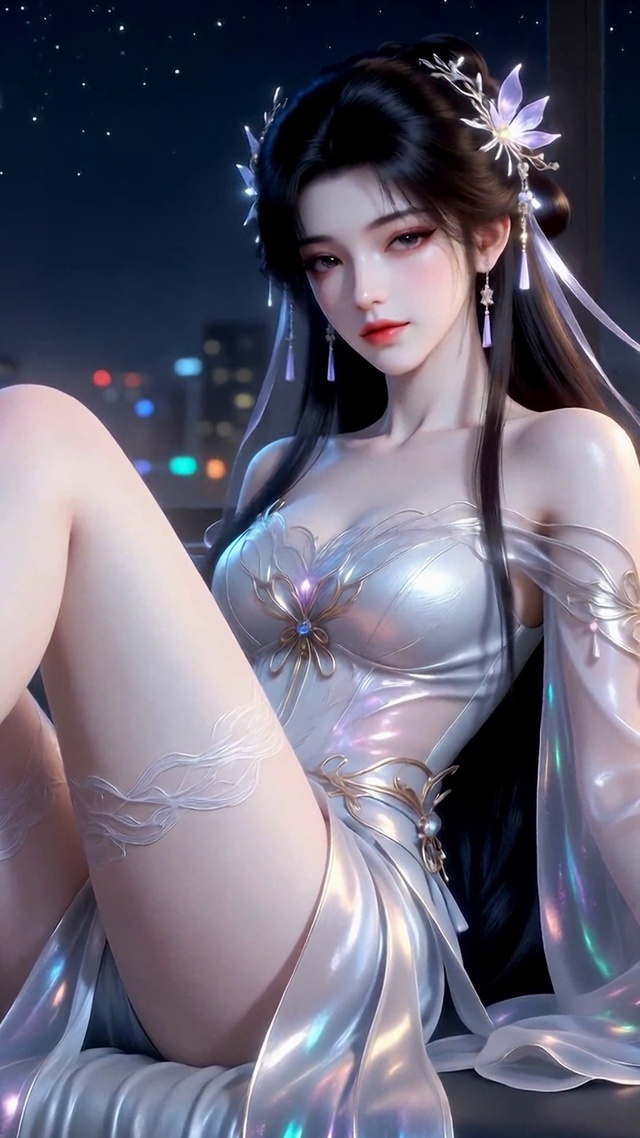 长腿少女夜景室内