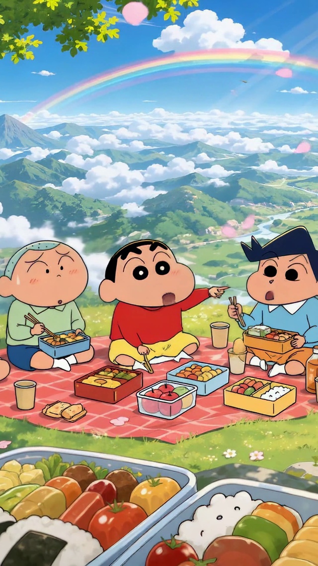 蜡笔小新春日野餐