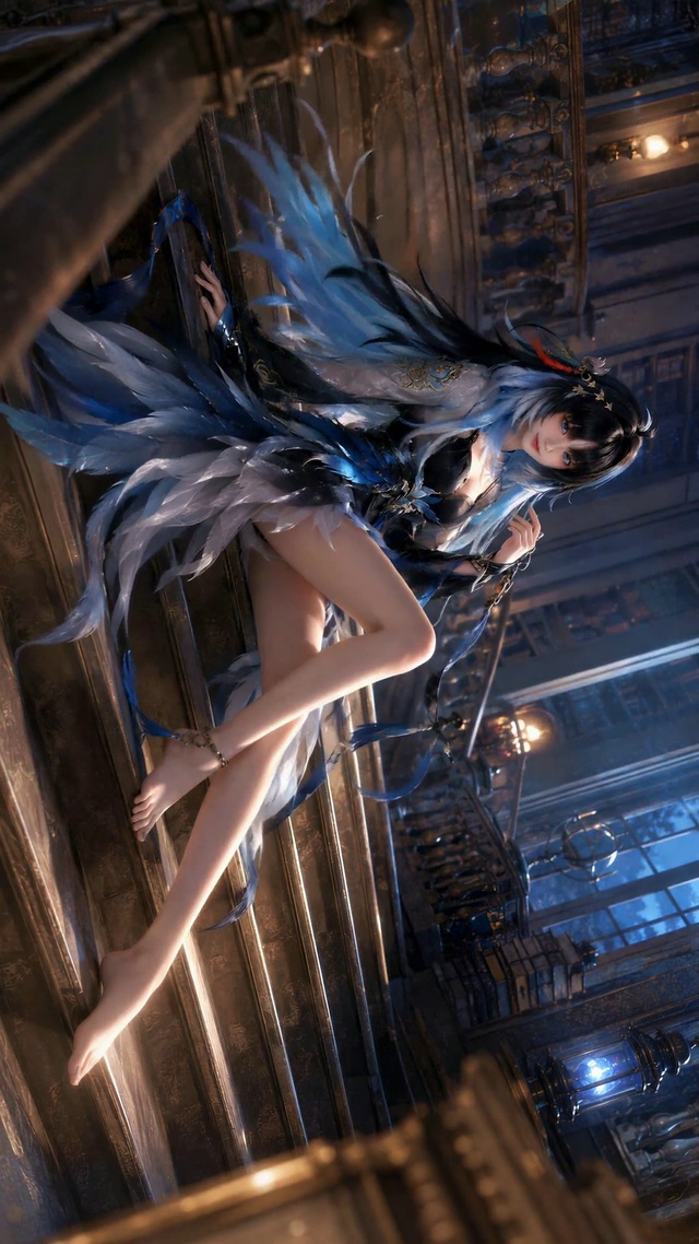 蓝羽渐变长发二次元美少女