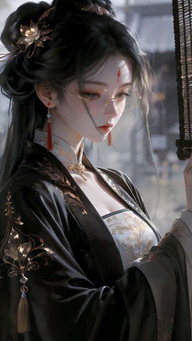 古风雨庭清冷美女