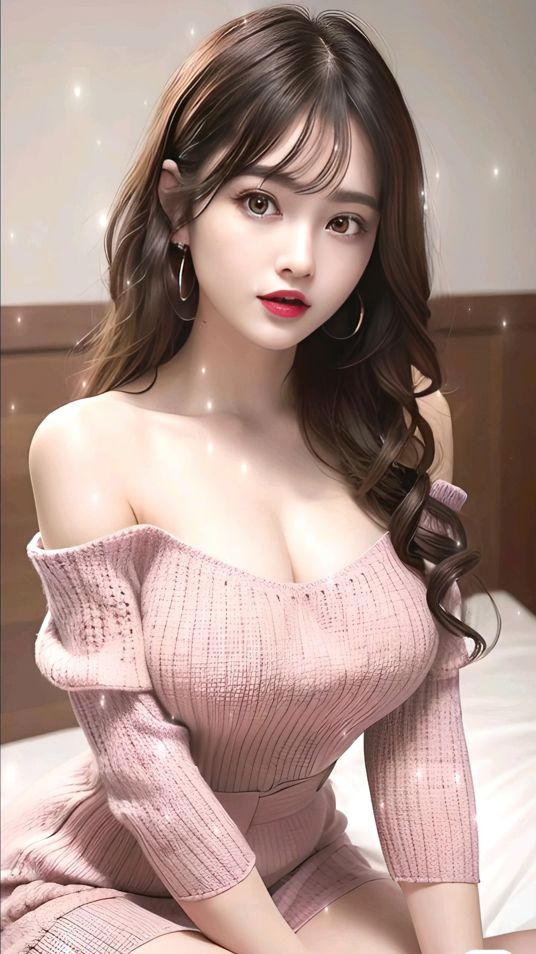 4K 粉色毛衣的女神