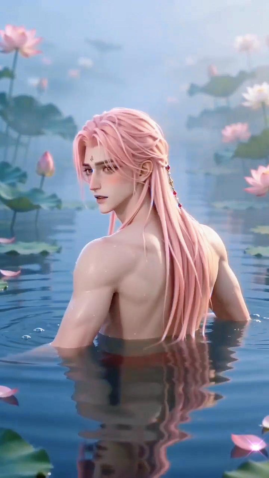 荷花池里的背影