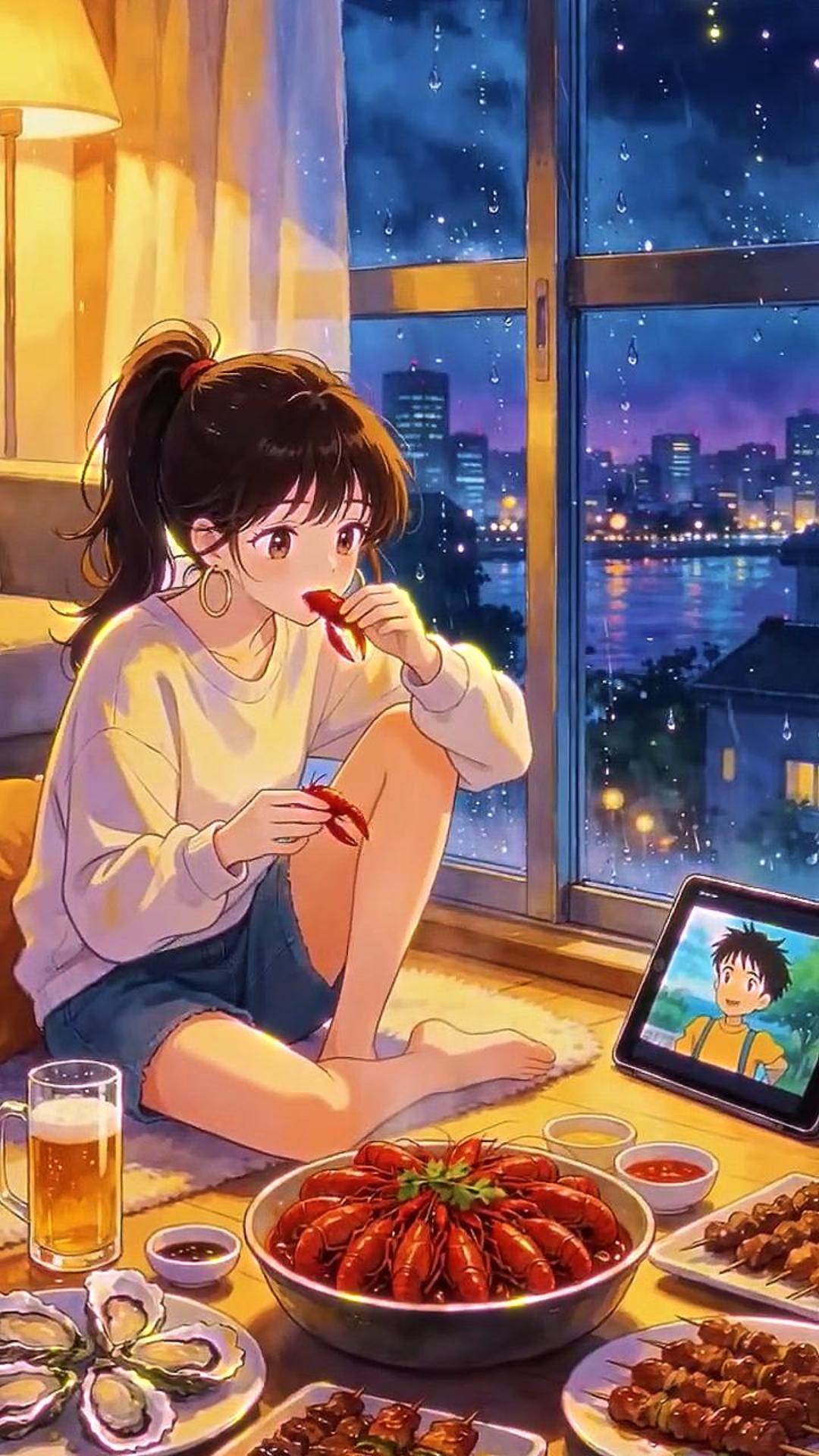 雨天吃宵夜的谢意时光