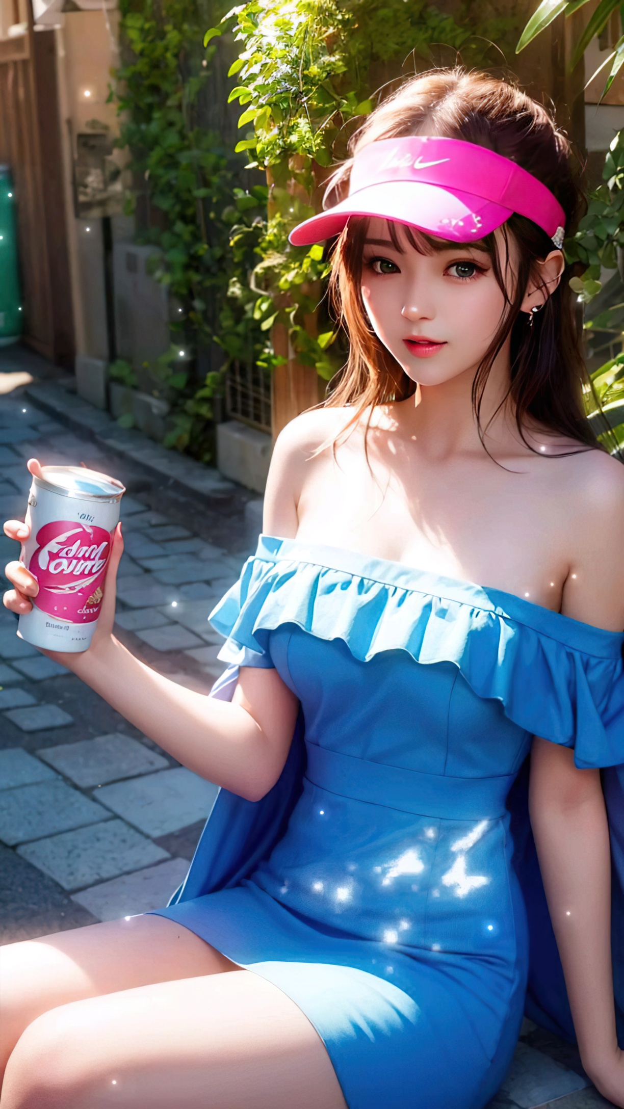 4K 手拿饮料的少女