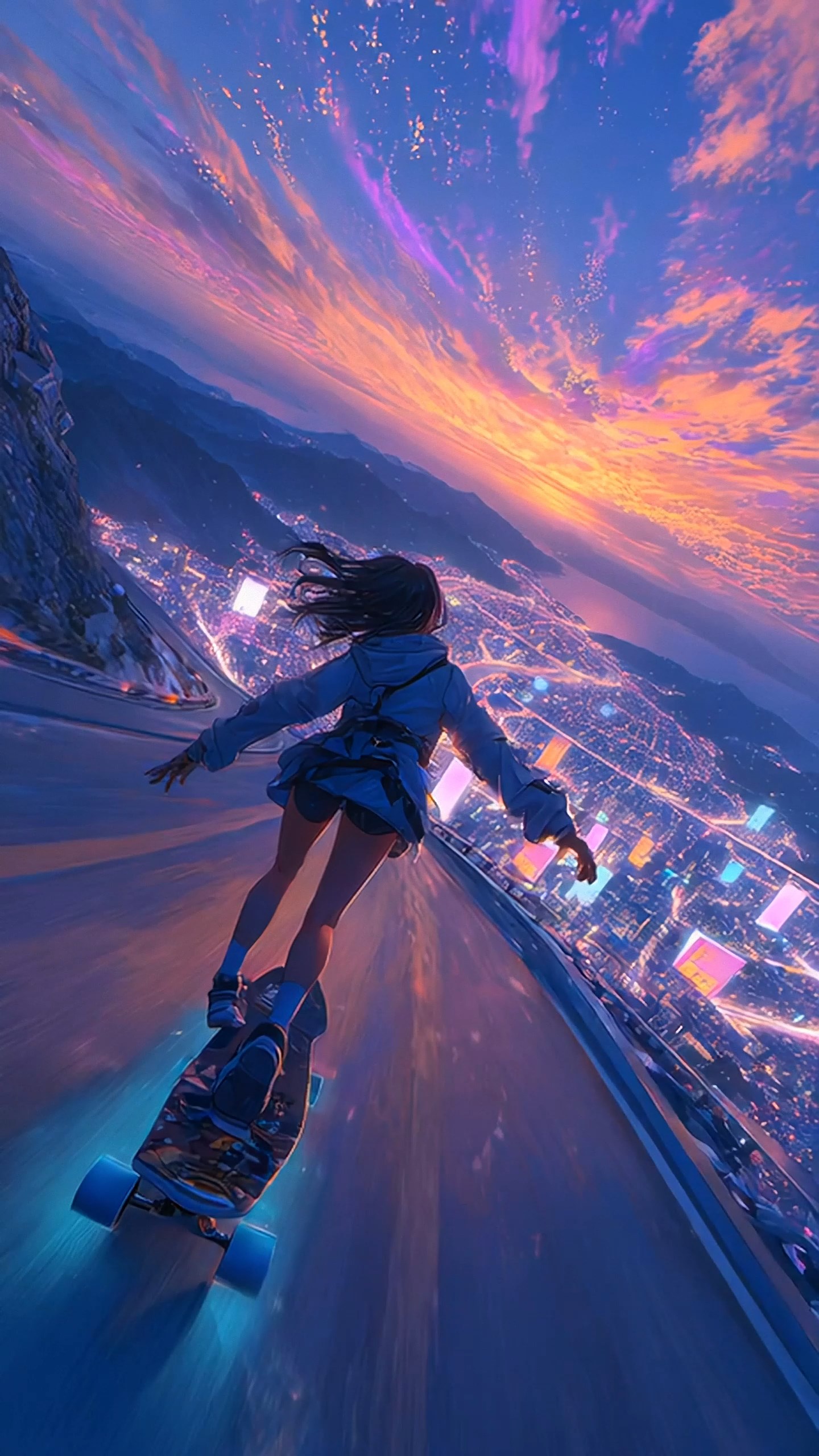 滑板少女