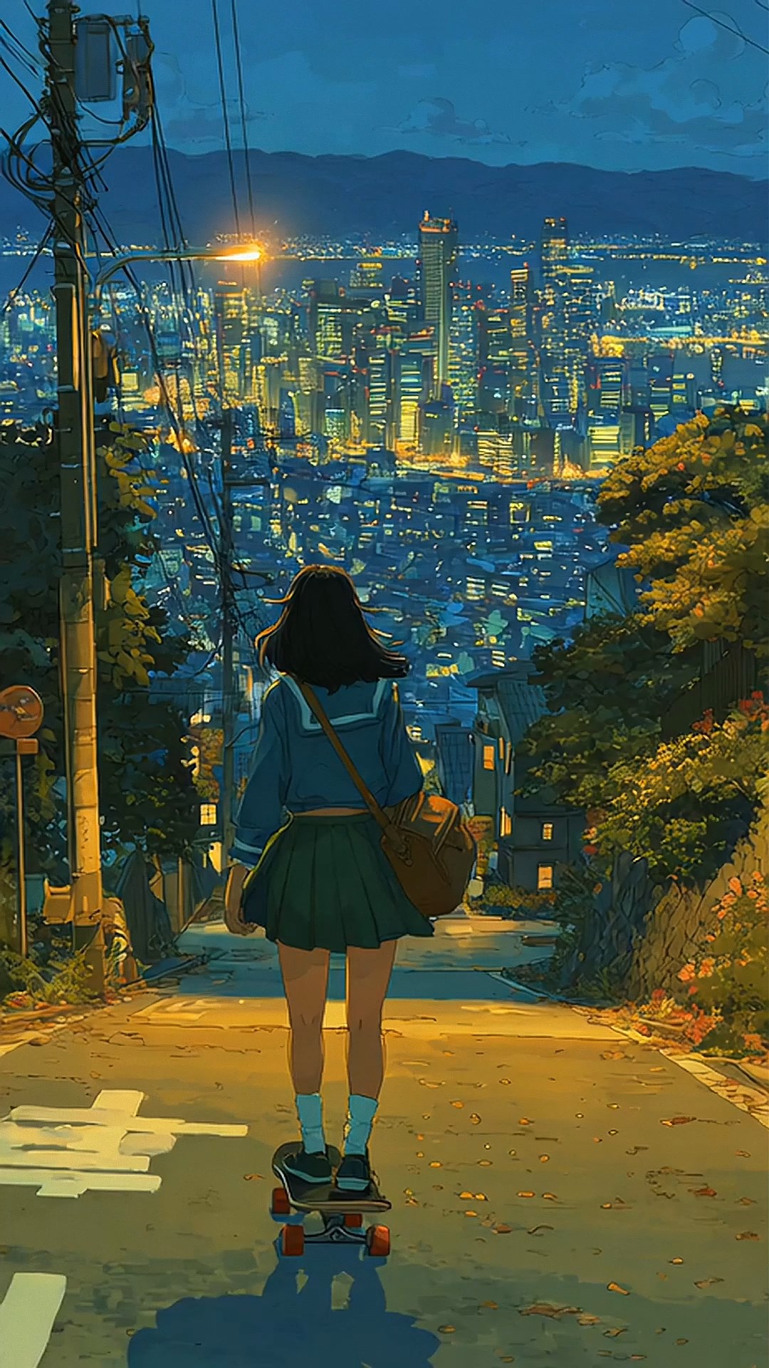 滑板少女