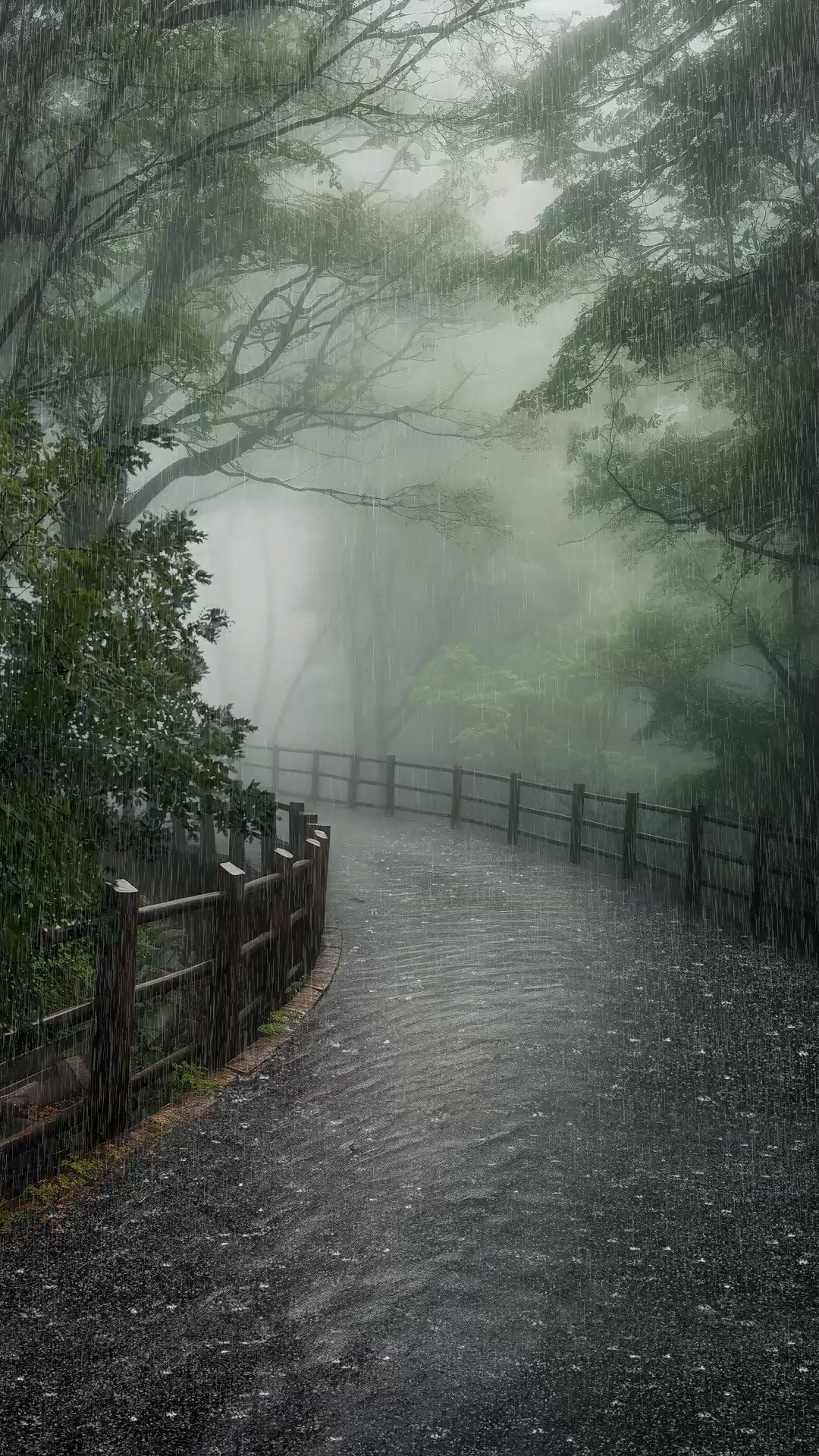 林间遇雨