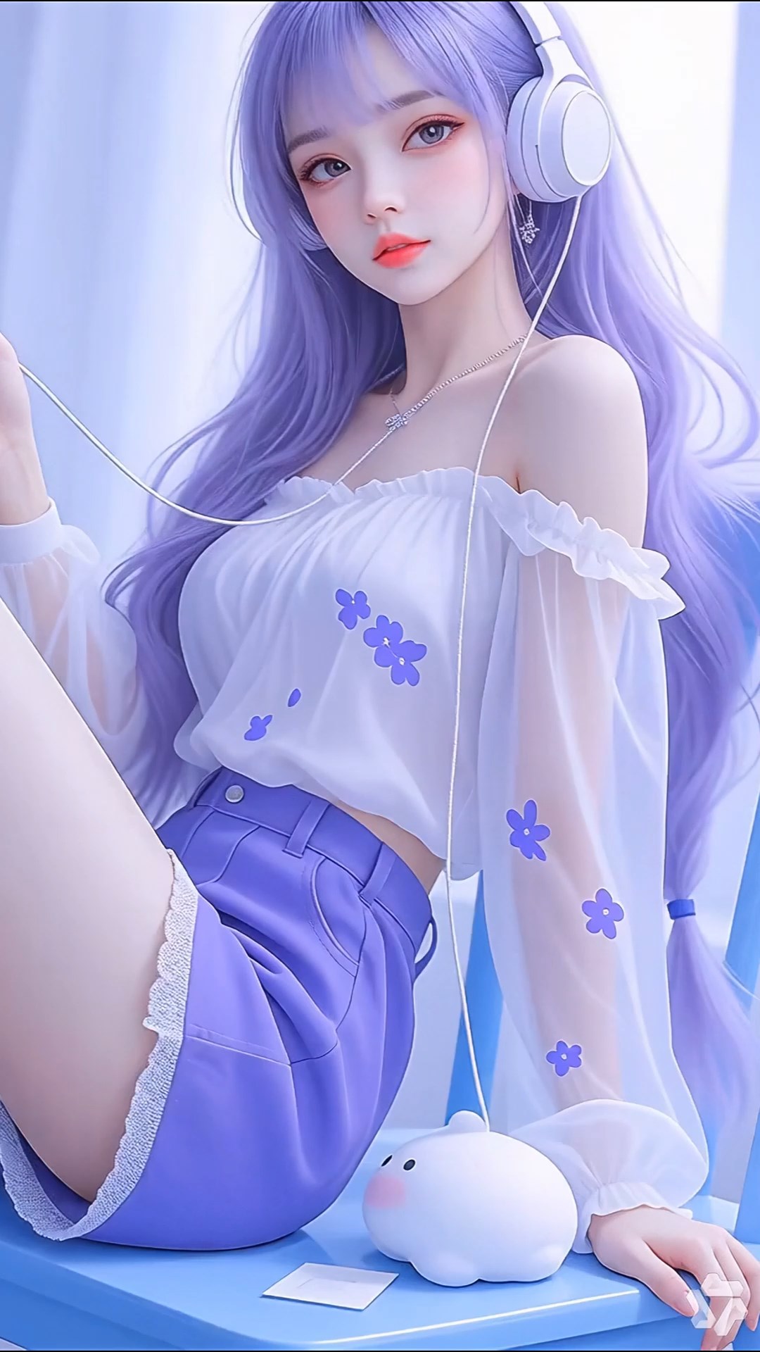 唯美紫发美女高清4k