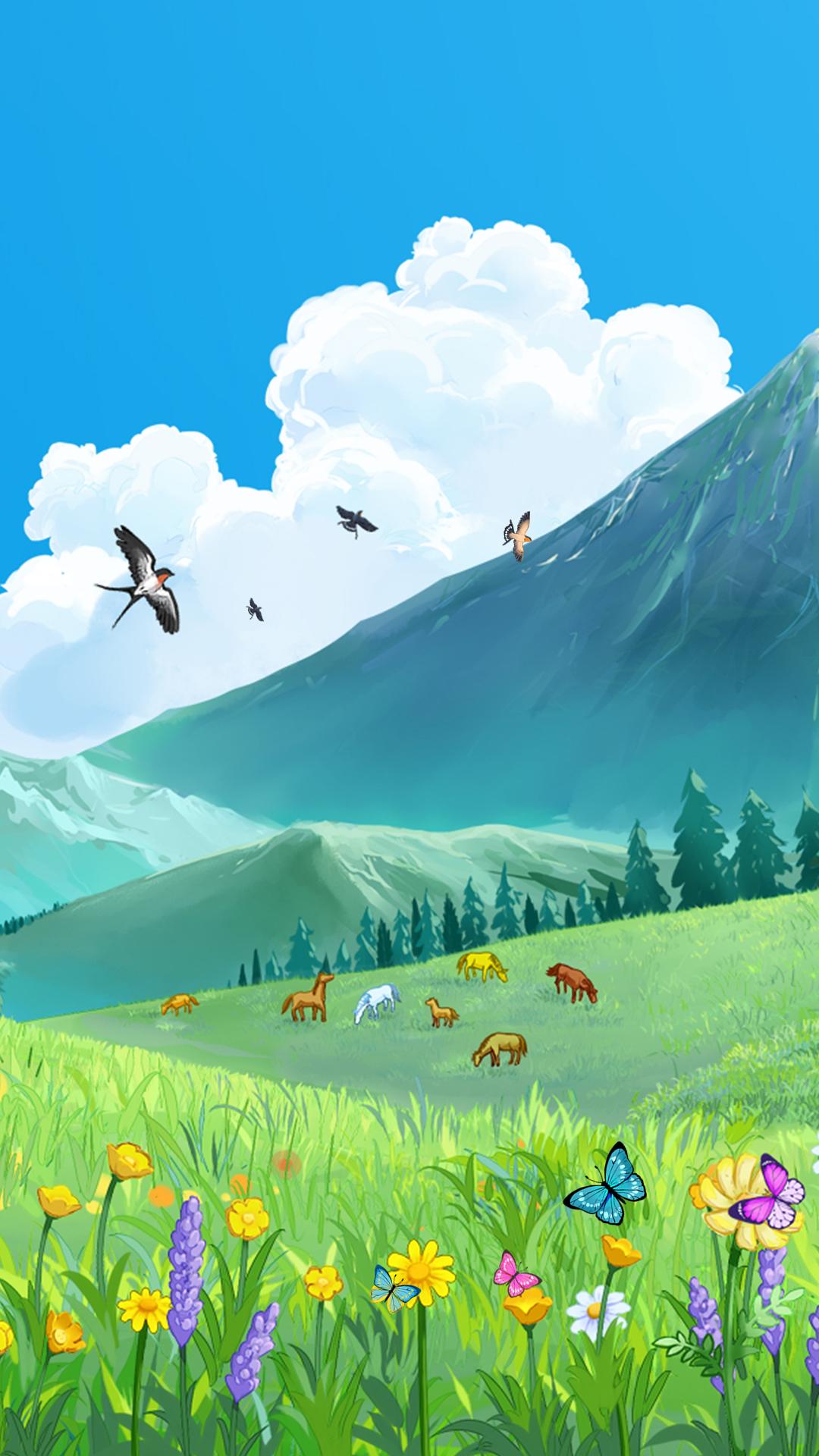 燕掠长空，蝶舞芳原