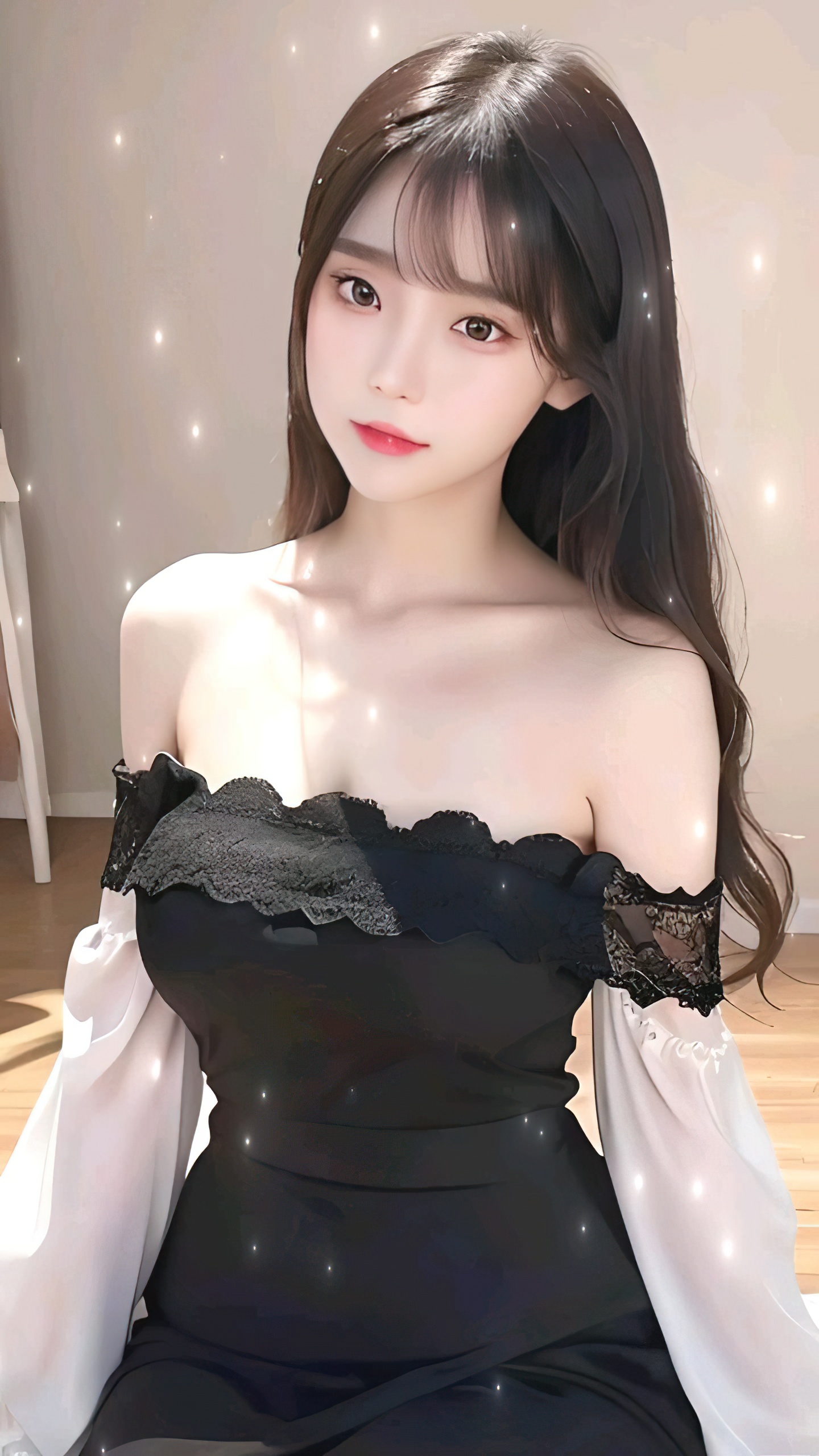 4K 黑色连衣裙的学妹