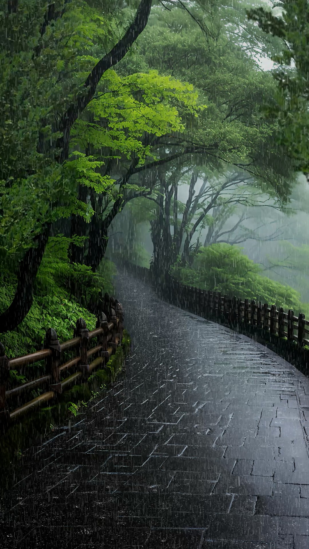 雨天山间小路