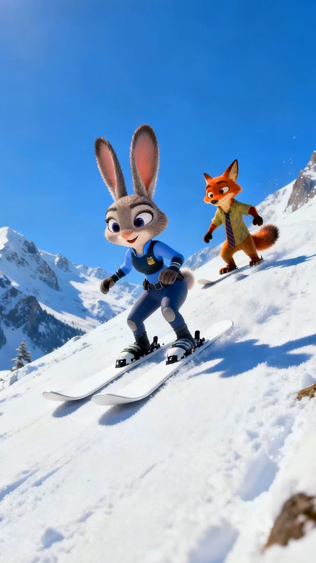 尼克和朱迪滑雪