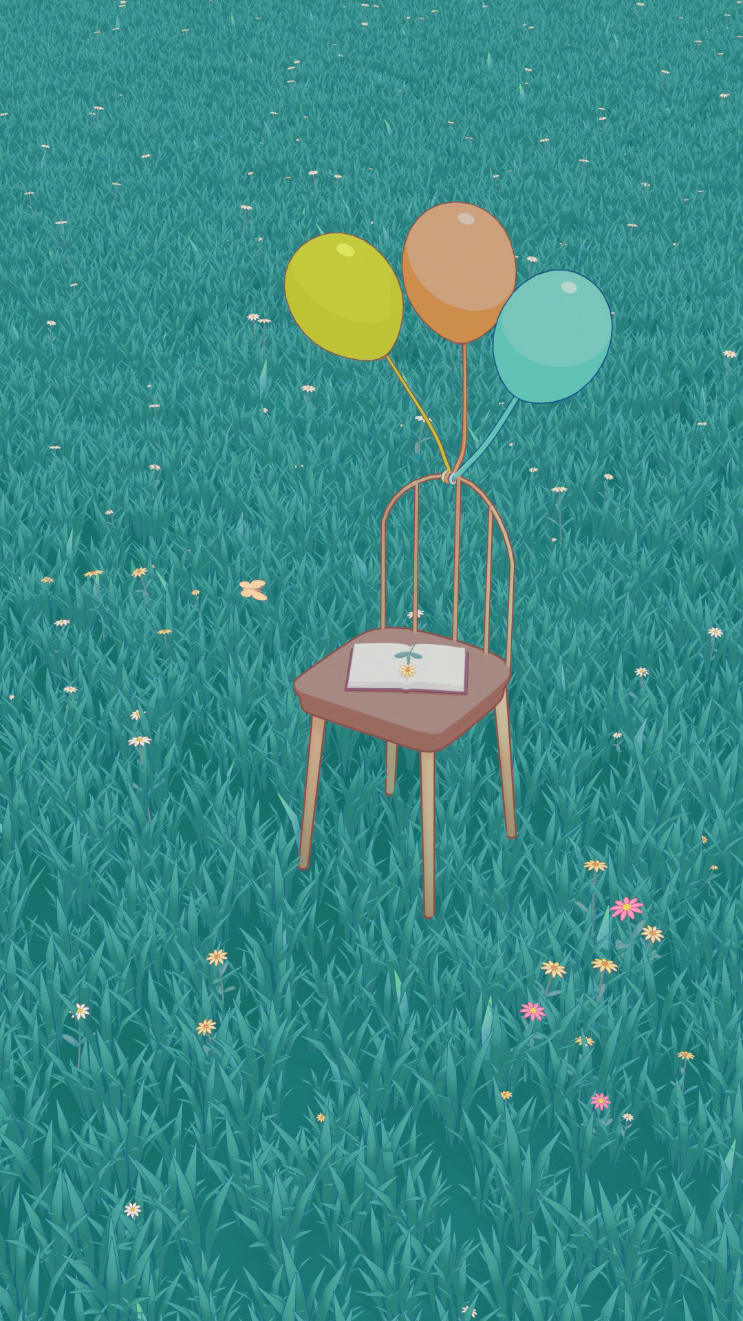 微风拂绿，蝶舞花间