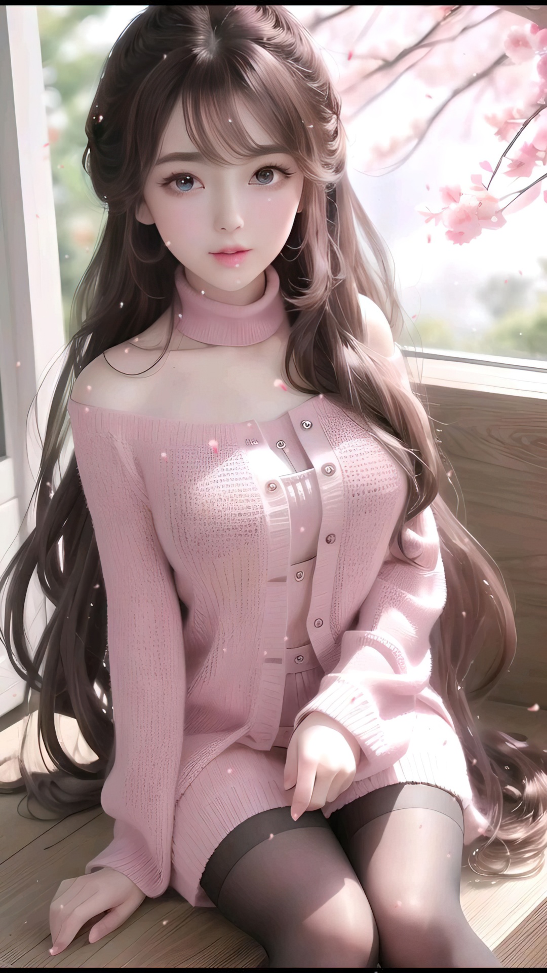 4K 春天花园的少女