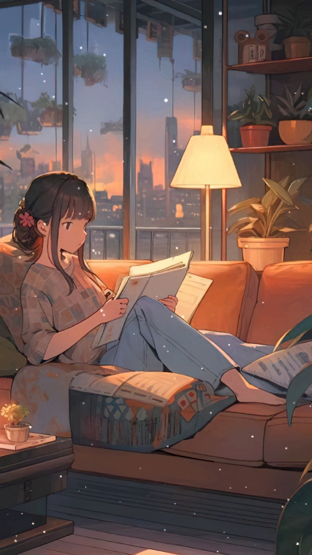 4K 学习的女孩
