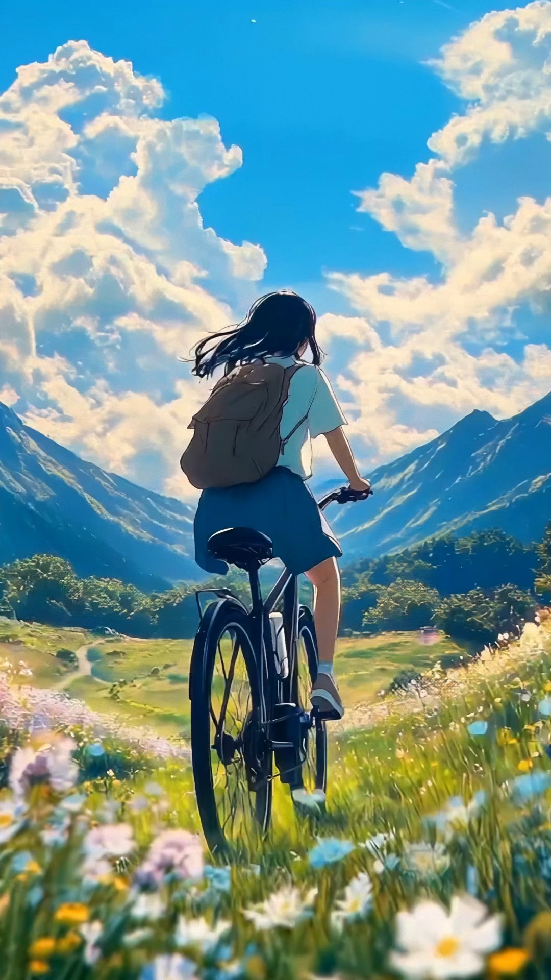 夏日女孩骑车
