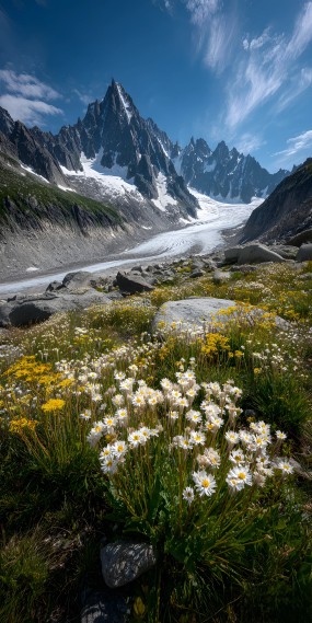 冰川花语，高山之上的柔美