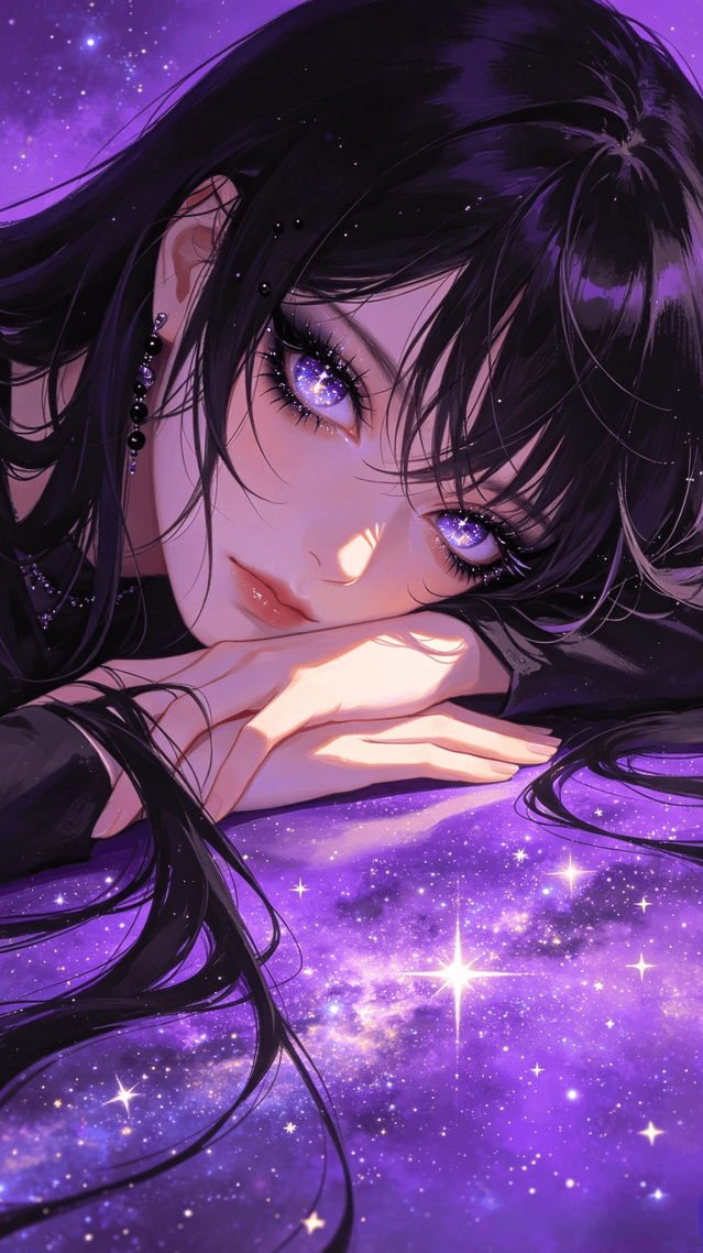 紫色星河动漫少女瞳色