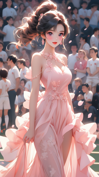 粉色长裙少女