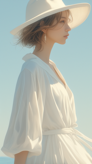 阳光草帽美女