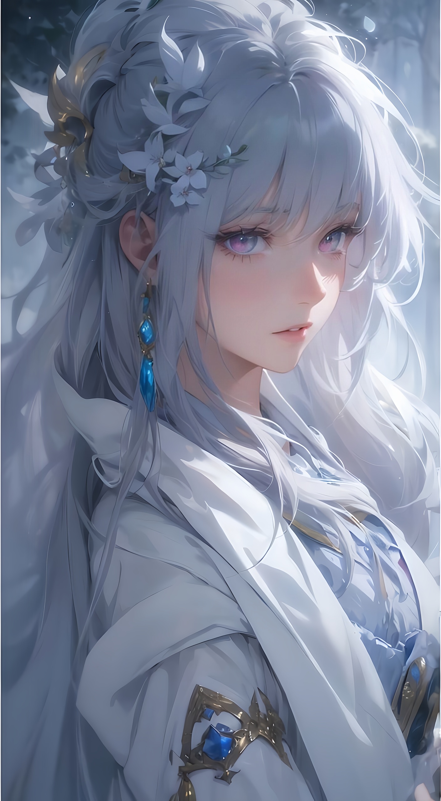 古風銀髮美少女