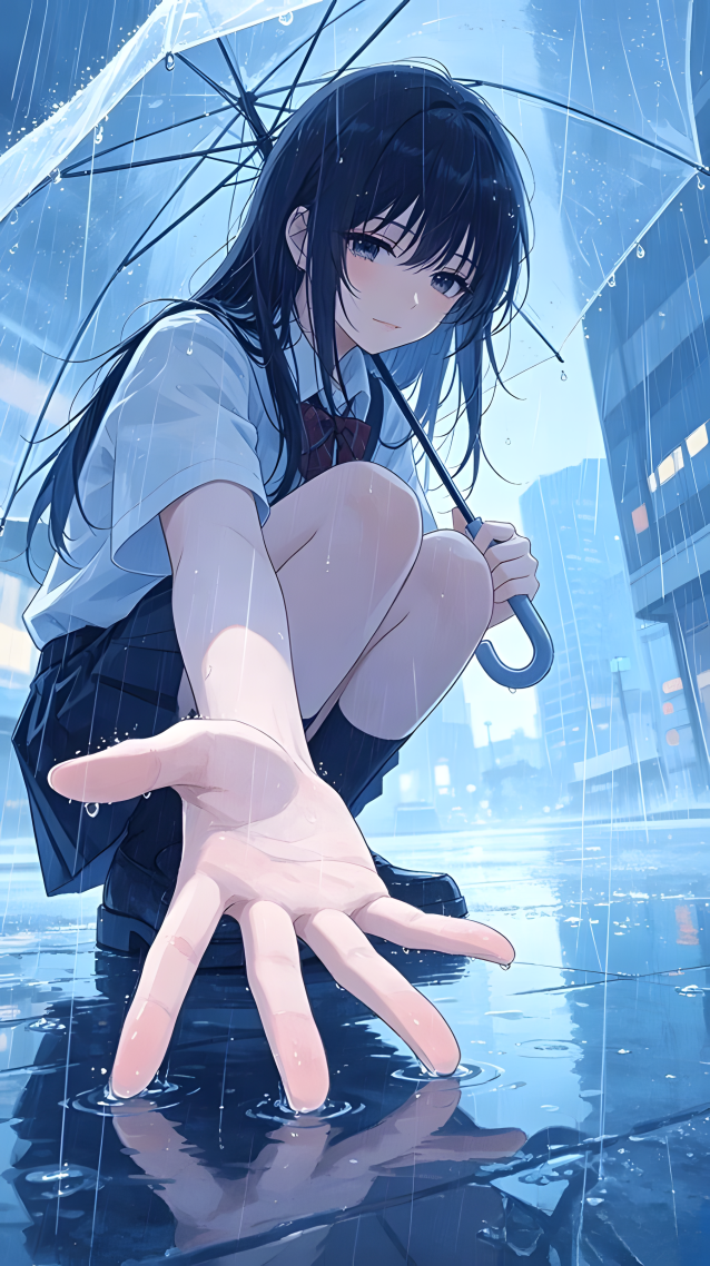 清冷感雨夜少女