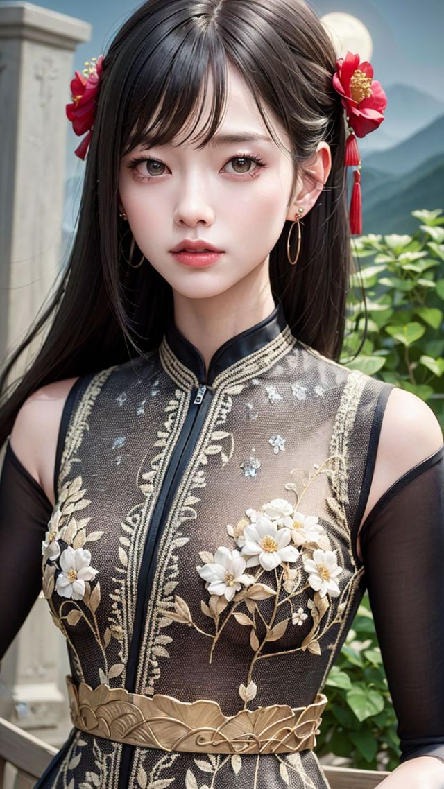 黑色旗袍国风美女