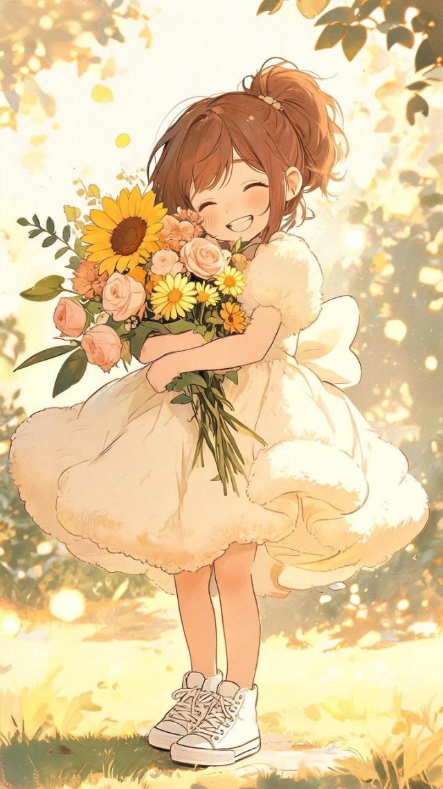 夏天阳光花束和我