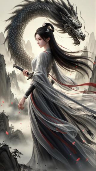 水墨风仙侠女子