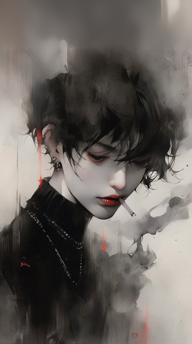 暗黑系黑色水墨女神
