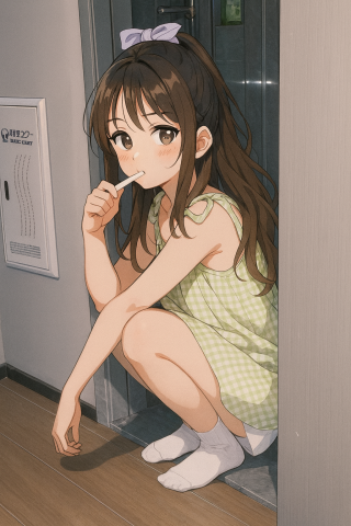 刷牙少女