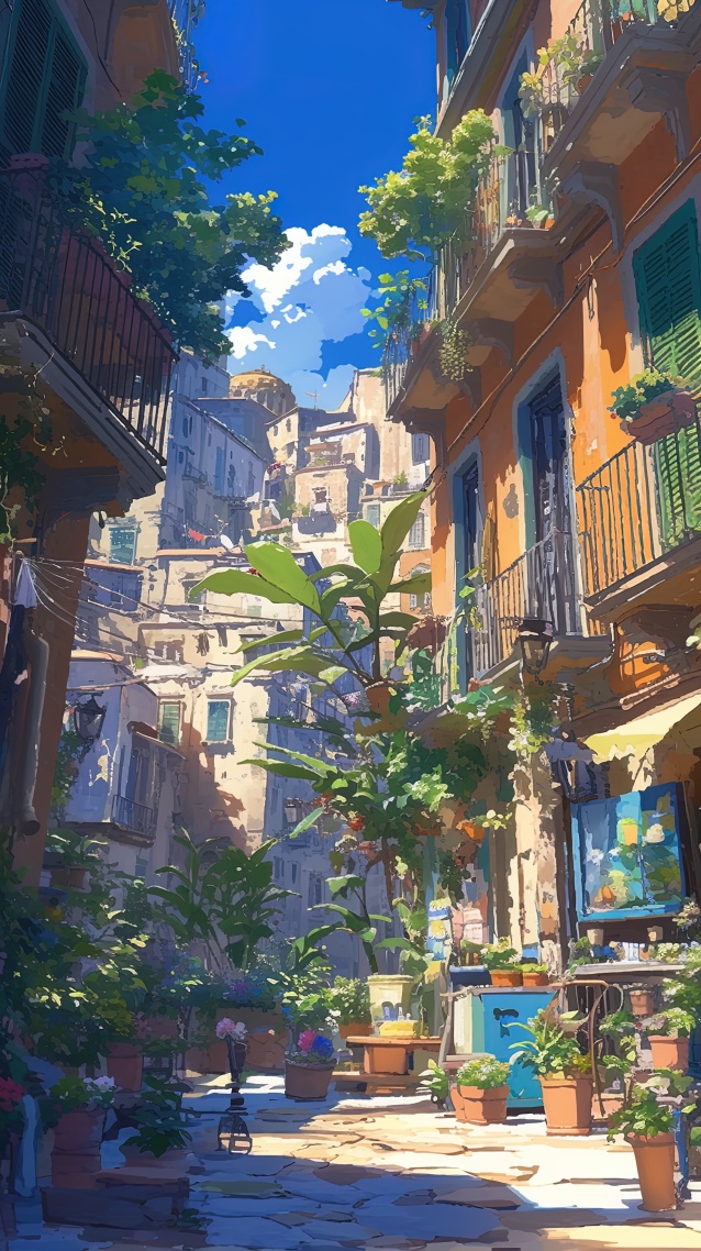 治愈小镇街道(风景手机静态壁纸)