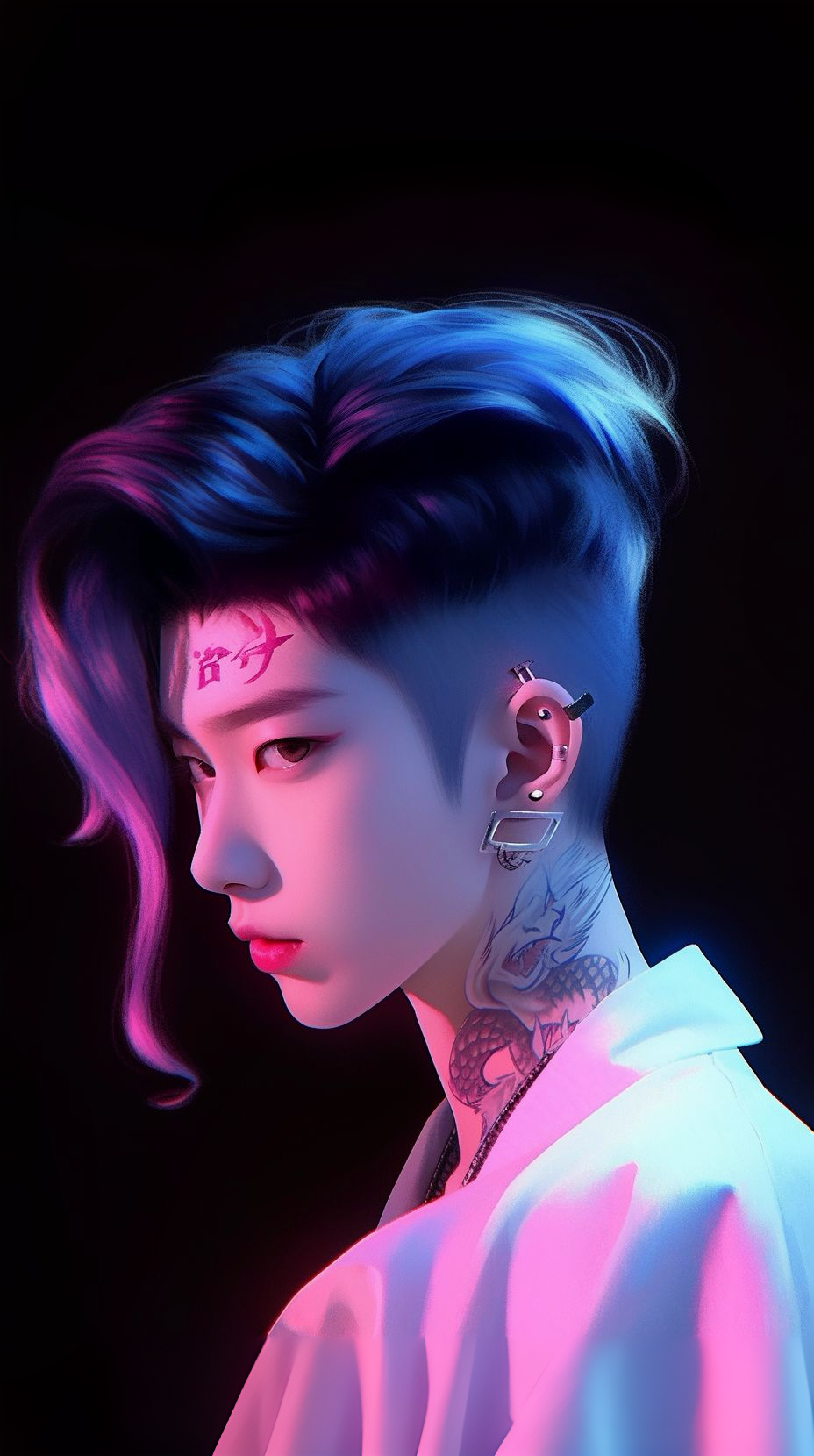 潮流的時尚紋身花臂女生