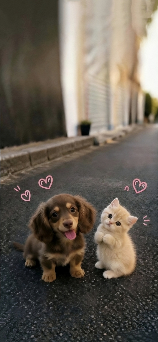 狗狗猫猫比心