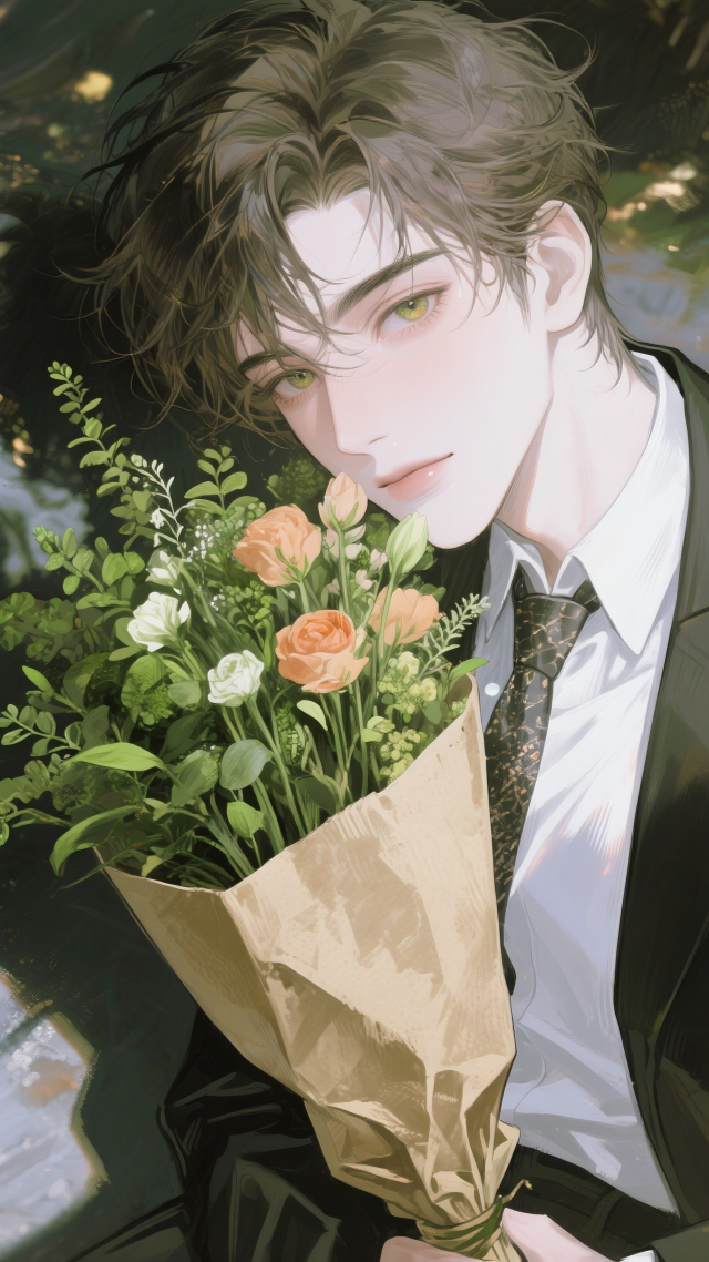 捧花男子