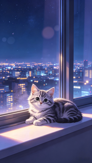 窗畔星夜