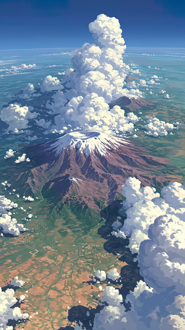 云端俯瞰宏伟雪山