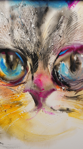 水彩画大花猫，林晨曦《猫先生》