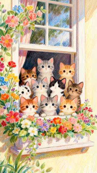 窗畔花喵