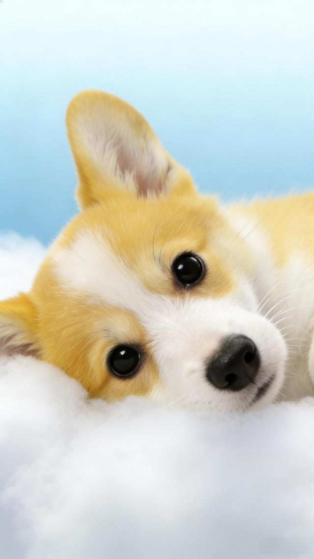 云朵上的柯基治愈壁纸