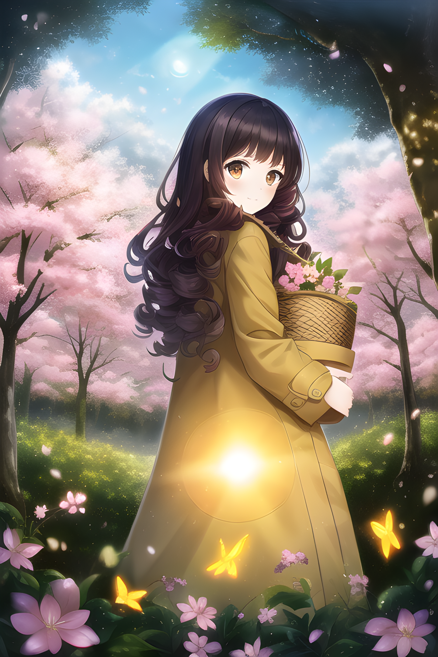 櫻花林里的少女