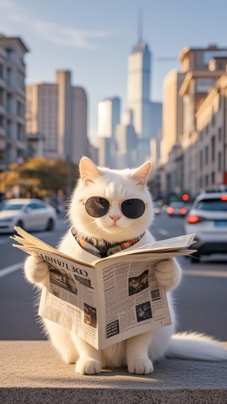看报纸的猫咪