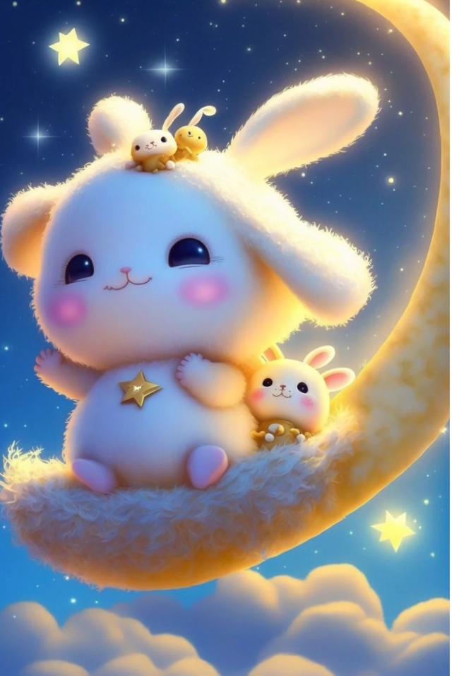 月亮上可爱的小兔兔
