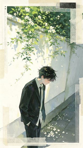 白墙花下少年