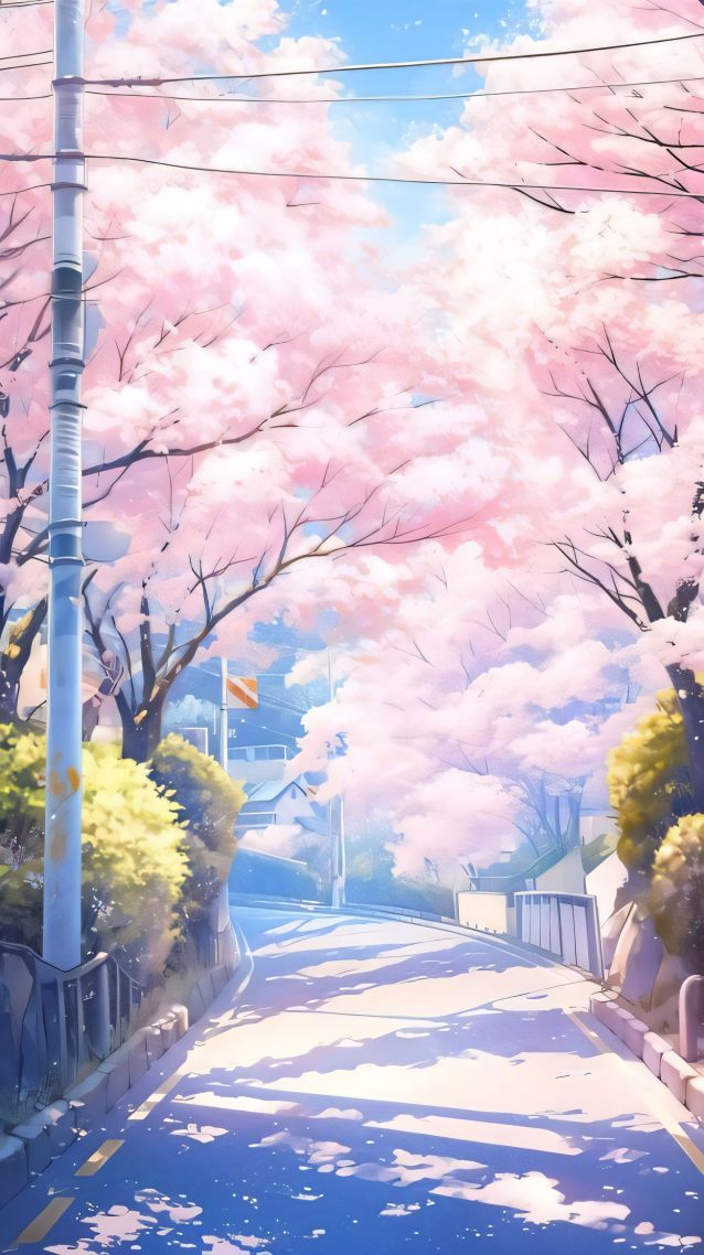 樱花街道(动漫手机静态壁纸) - 动漫手机壁纸下载 - 元气壁纸
