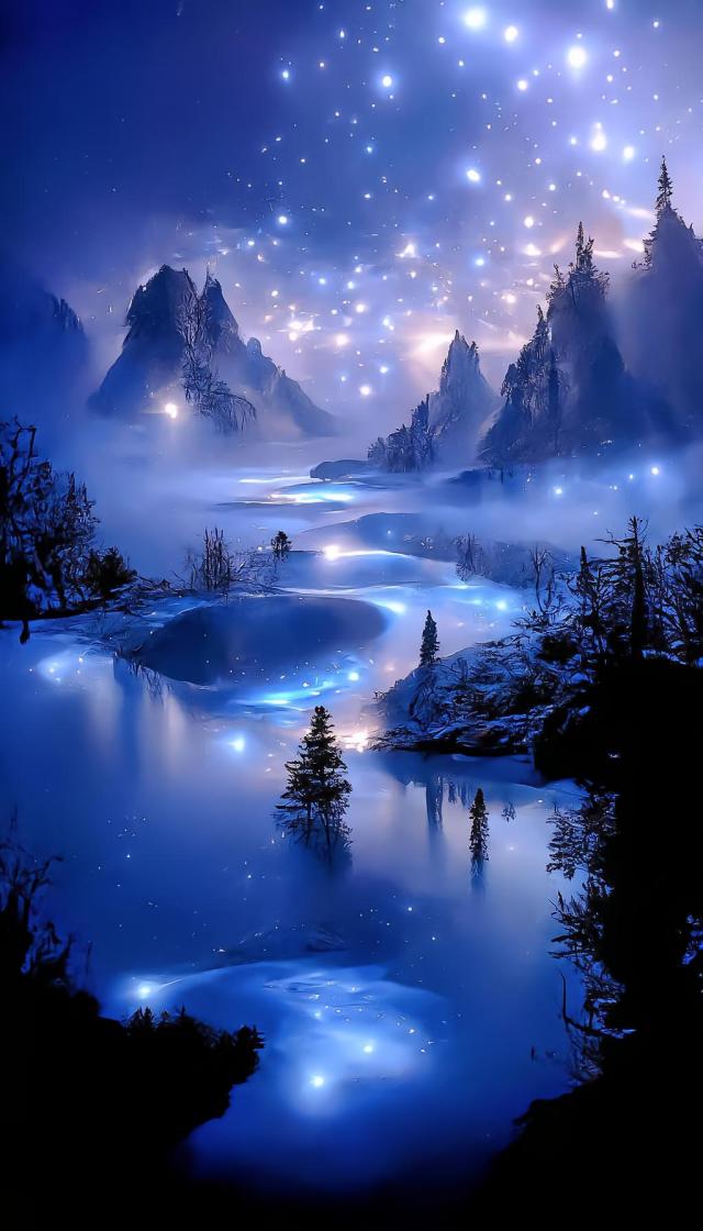 唯美星空灑落大地