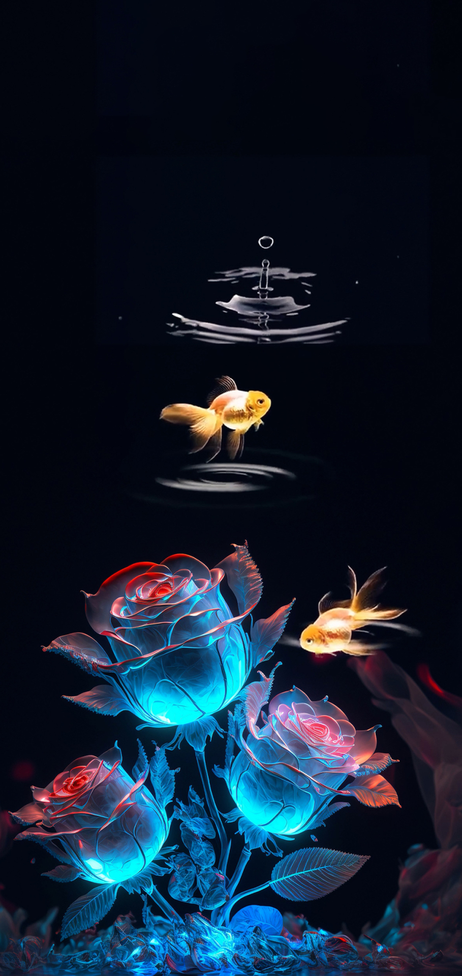 魚 玫瑰花 4K