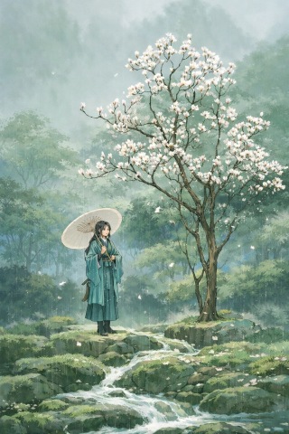 古风樱花树下